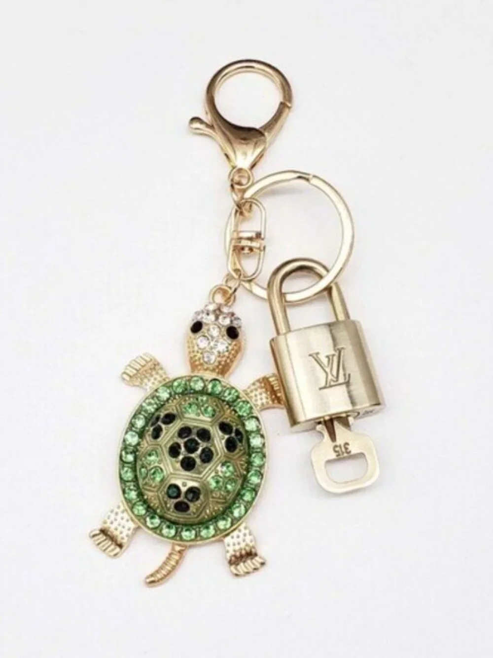 LV Gold Padlock 🔑 Authentic Louis Vuitton Charm + Unbranded Turtle Keychain